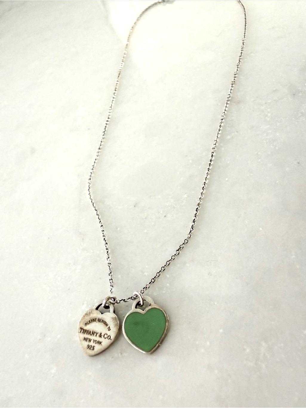 Tiffany & Co. Return To Tiffany Double Heart Enamel Charm Necklace